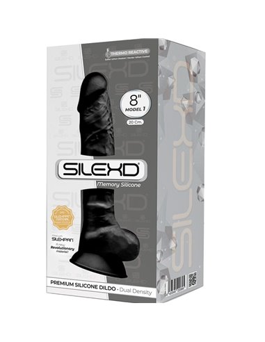 SILEXD - MODELLO 1 PENE REALISTICO PREMIUM SILEXPAN SILICONE NERO 20 CM