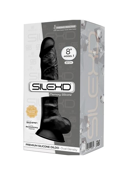 SILEXD - MODELLO 1 PENE REALISTICO PREMIUM SILEXPAN SILICONE NERO 20 CM