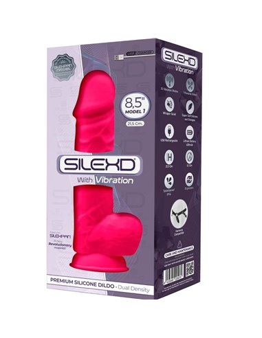 SILEXD - MODELLO 1 VIBRATORE PENE REALISTICO IN SILICONE PREMIUM SILEXPAN FUCSIA 21.5 CM