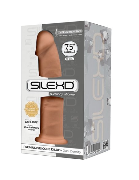 SILEXD - MODELLO 2 PENE REALISTICO PREMIUM SILEXPAN SILICONE CARAMEL 19 CM