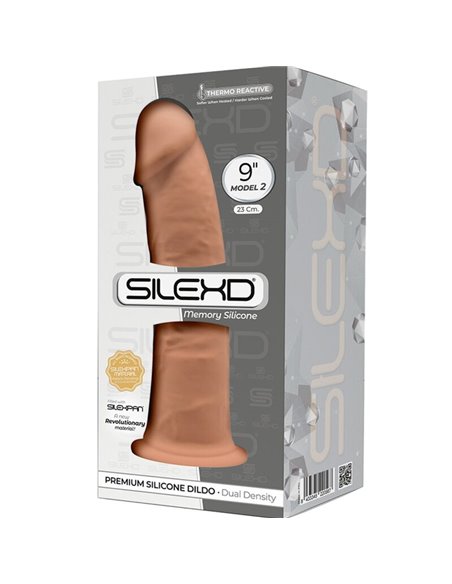 SILEXD - MODELLO 2 PENE REALISTICO PREMIUM SILEXPAN SILICONE CARAMEL 23 CM