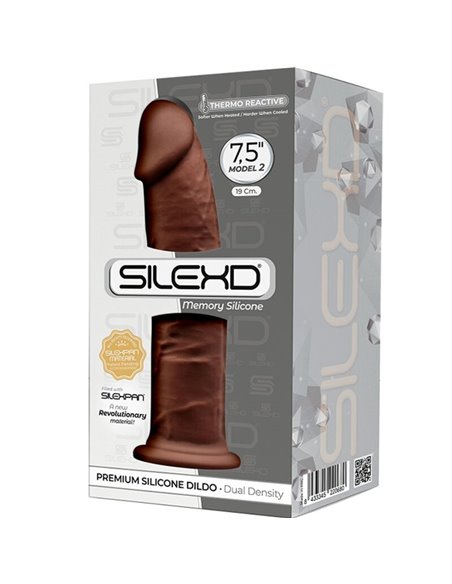 SILEXD - MODELLO 2 PENE REALISTICO PREMIUM SILEXPAN SILICONE MARRONE 19 CM