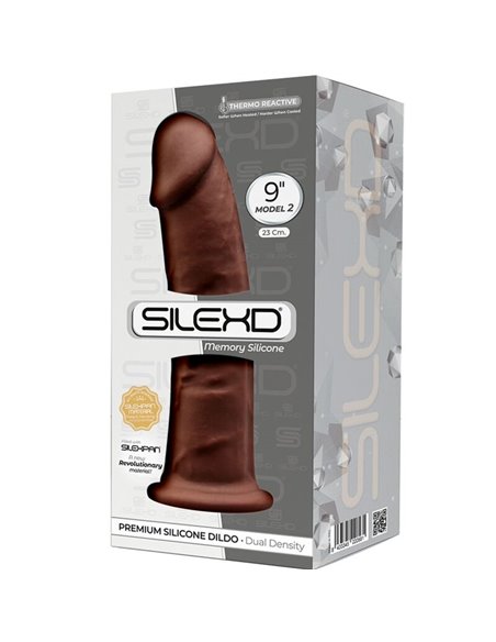 SILEXD - MODELLO 2 PENE REALISTICO PREMIUM SILEXPAN SILICONE MARRONE 23 CM