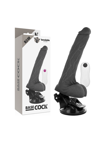 BASECOCK - VIBRATORE ARTICOLABILE TELECOMANDO NERO 18.5 CM -O- 4 CM