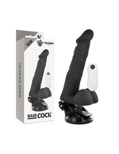 BASECOCK - VIBRATORE ARTICOLABILE TELECOMANDO NERO 20 CM -O- 4.5 CM