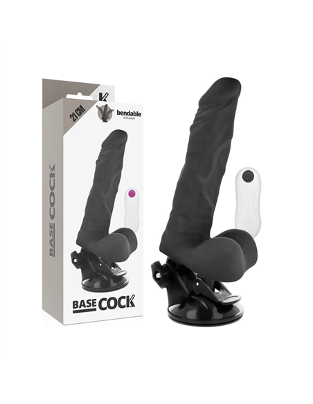 BASECOCK - VIBRATORE ARTICOLABILE TELECOMANDO NERO 21 CM -O- 5 CM