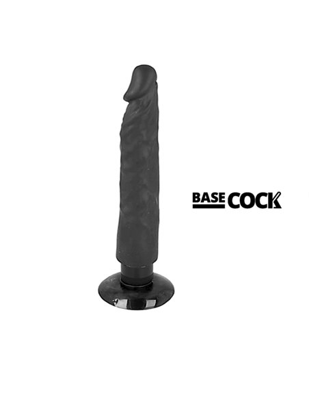 BASECOCK - VIBRATORE REALISTICO 2-1 NERO 20 CM -O- 4 CM